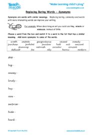 Worksheets for kids - replacing-boring-words-synonyms